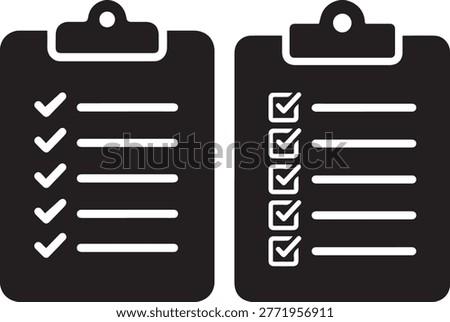 Clipboard checklist tick lines document icon vector
