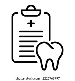 Clipboard with checklist and tooth outline icon. Vector illustration.