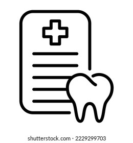 Clipboard with checklist and tooth outline icon. Vector illustration.