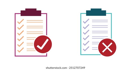 Clipboard with checklist vector icon. Document Checklist Icon. Form Icon. Vector Illustration. Task completed. Signed icon of an approved document. Project completed. design eps 10