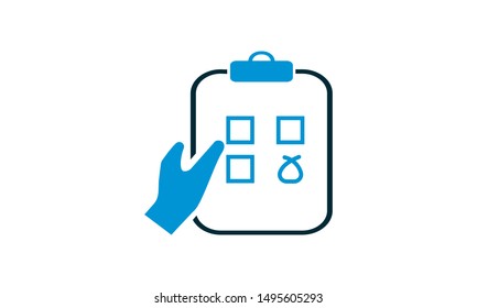 Clipboard and checklist vector icon flat design template.