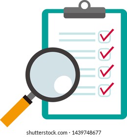 Clipboard Checklist Vector Icon illustration.magnifying glass icon.