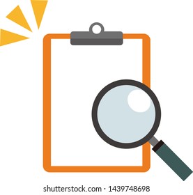 Clipboard Checklist Vector Icon illustration.magnifying glass icon.