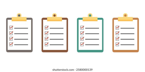 Clipboard checklist vector illustration with whitebackground.