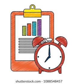 clipboard checklists document with alarm clock