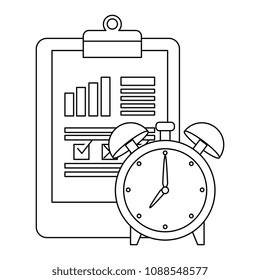clipboard checklists document with alarm clock
