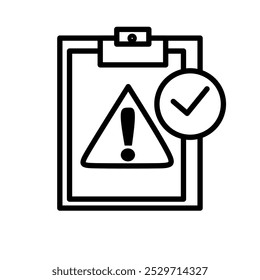 Clipboard with Checkmark and Exclamation Point