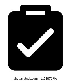 
Clipboard with check-mark symbolising assignment turned in or assignment submission 
