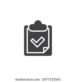 Zwischenablage mit einem Häkchen Vektorgrafik Icon. Gefülltes flaches Schild für mobiles Konzept und Webdesign. Symbol "Inspektion bestanden". Symbol, Logo-Darstellung. Vektorgrafik-Grafiken