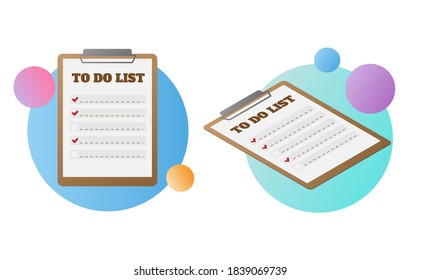 Clipboard with cheklist vector illustration flat and isometric. EPS10.