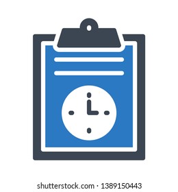 clipboard clock glyph double color icon