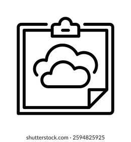 Clipboard with Cloud line icon. Universal creative premium symbol. Vector sign icon logo template. Vector illustration