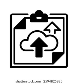 Clipboard with Cloud Upload line icon. Universal creative premium symbol. Vector sign icon logo template. Vector illustration