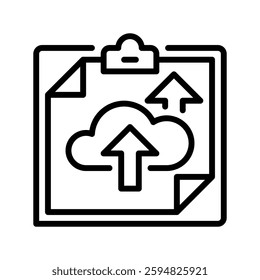 Clipboard with Cloud Upload line icon. Universal creative premium symbol. Vector sign icon logo template. Vector illustration