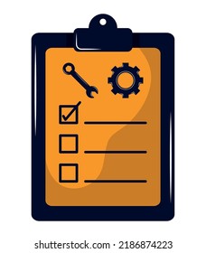 clipboard with cogwheel of setting information