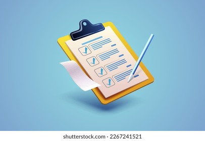 Clipboard communication, management service page, business paper. Vector illustration