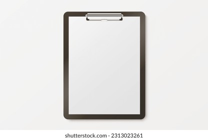 Clipboard communication, white sheet of paper in a clipboard, business paper. Vector illustration - Shutterstock ID 2313023261