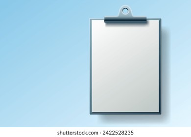 Clipboard communication, white sheet of paper in a clipboard, business paper. Vector illustration