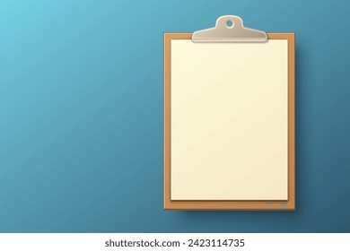 Clipboard communication, white sheet of paper in a clipboard, business paper. Vector illustration