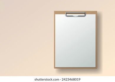 Clipboard communication, white sheet of paper in a clipboard, business paper. Vector illustration