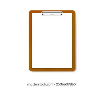 Clipboard communication, white sheet of paper in a clipboard, business paper. Vector illustration