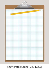 A clipboard complete with graph paper and pencil.