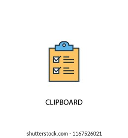 clipboard concept 2 colored line icon. Simple yellow and blue element illustration. clipboard concept outline symbol design from Management set
