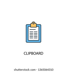 clipboard concept 2 colored line icon. Simple yellow and blue element illustration. clipboard concept outline symbol design