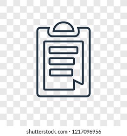Clipboard concept vector linear icon isolated on transparent background, Clipboard concept transparency concept in outline style
