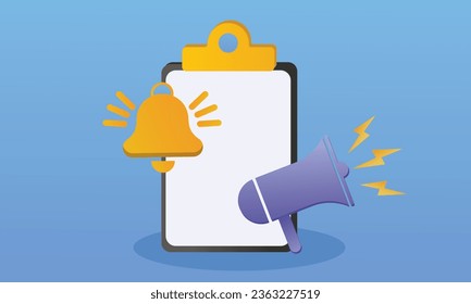 Clipboard with confirmation or approval document announcement.on blue background.Vector Design Illustration.