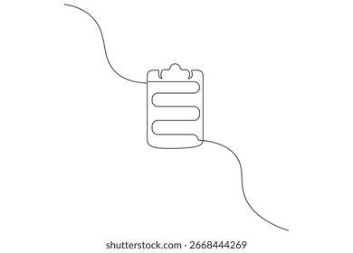 Portapapeles continuo de una línea dibujando Ilustración vectorial de contorno minimalista

