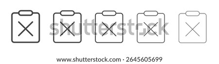 Clipboard cross icon outline ilustration vector symbol