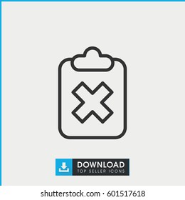 clipboard with cross icon. simple outline clipboard with cross vector icon. on white background.