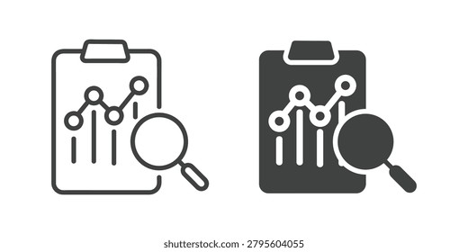Clipboard Data Analysis icon. Line and glyph solid icon