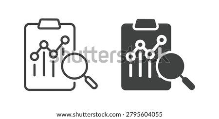 Clipboard Data Analysis icon. Line and glyph solid icon