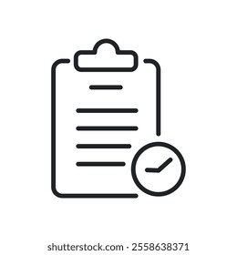 Clipboard, deadline document thin line icons. Perfect pixel on transparent background