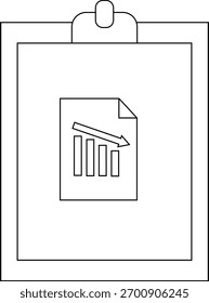 Uma área de transferência com um diagrama de gráfico de barras em declínio em um documento