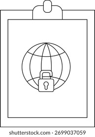 Área de transferência exibindo um globo com um cadeado aberto na frente representando a segurança global da Internet