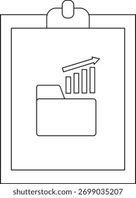 Uma área de transferência exibe um ícone de pasta de arquivos com um gráfico e uma seta ascendentes