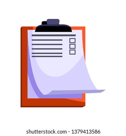Clipboard with to do list. Board and paper with blank checkbox. Office attributes concept. Vector illustration can be used for topics like planning, office routine, paperwork