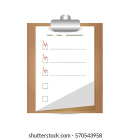 Clipboard with to do list. Flat design.