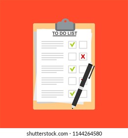 Clipboard with To Do List. Flat illustration of clipboard with To Do List for web