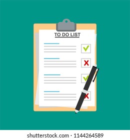 Clipboard with To Do List. Flat illustration of clipboard with To Do List for web
