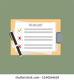 Clipboard with To Do List. Flat illustration of clipboard with To Do List for web