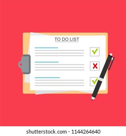 Clipboard with To Do List. Flat illustration of clipboard with To Do List for web
