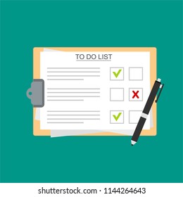 Clipboard with To Do List. Flat illustration of clipboard with To Do List for web