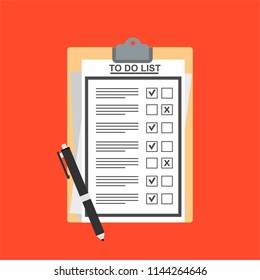 Clipboard with To Do List. Flat illustration of clipboard with To Do List for web