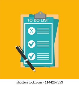 Clipboard with To Do List. Flat illustration of clipboard with To Do List for web