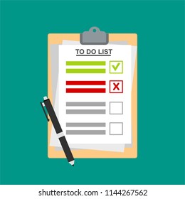 Clipboard with To Do List. Flat illustration of clipboard with To Do List for web