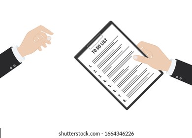 Clipboard with To Do List. Flat illustration of clipboard with To Do List